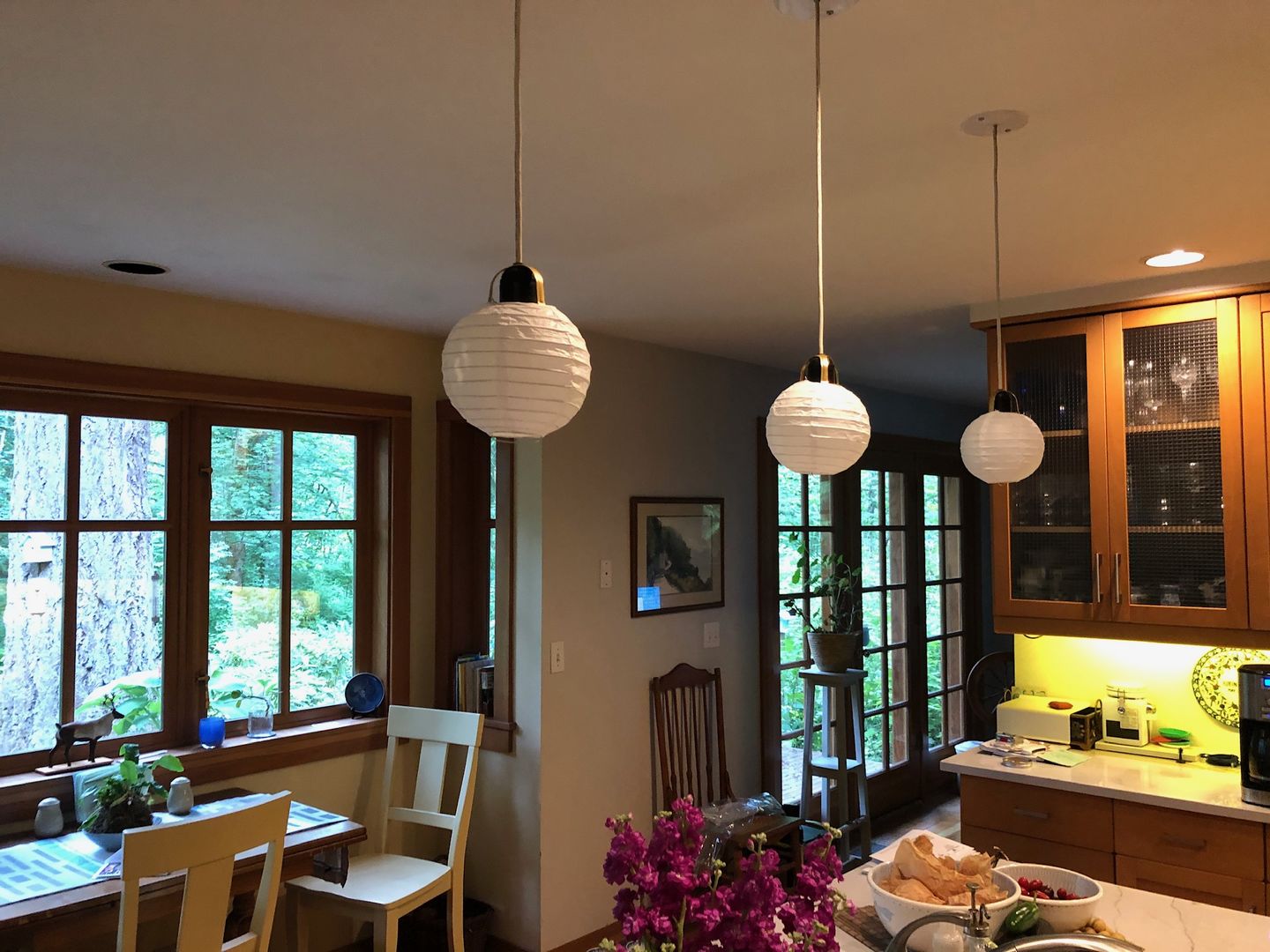 Customer photo review of 6" White Parallel Ribbing Round Paper Lantern