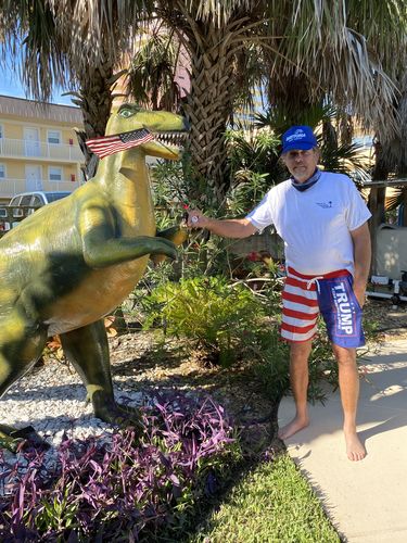 Customer photo review of Donald Trump Keep America Great Swim Trunks