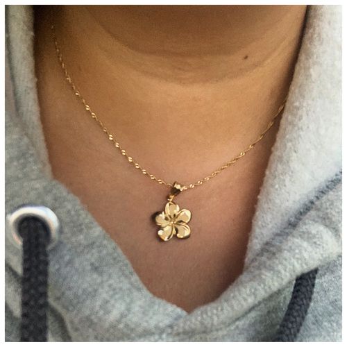 Customer photo review of 14K Yellow Gold Plumeria Pendant(S,M,L,XL)
