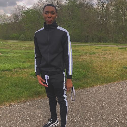 Customer photo review of Reflective Tape Track Pants Black (1A1-450)