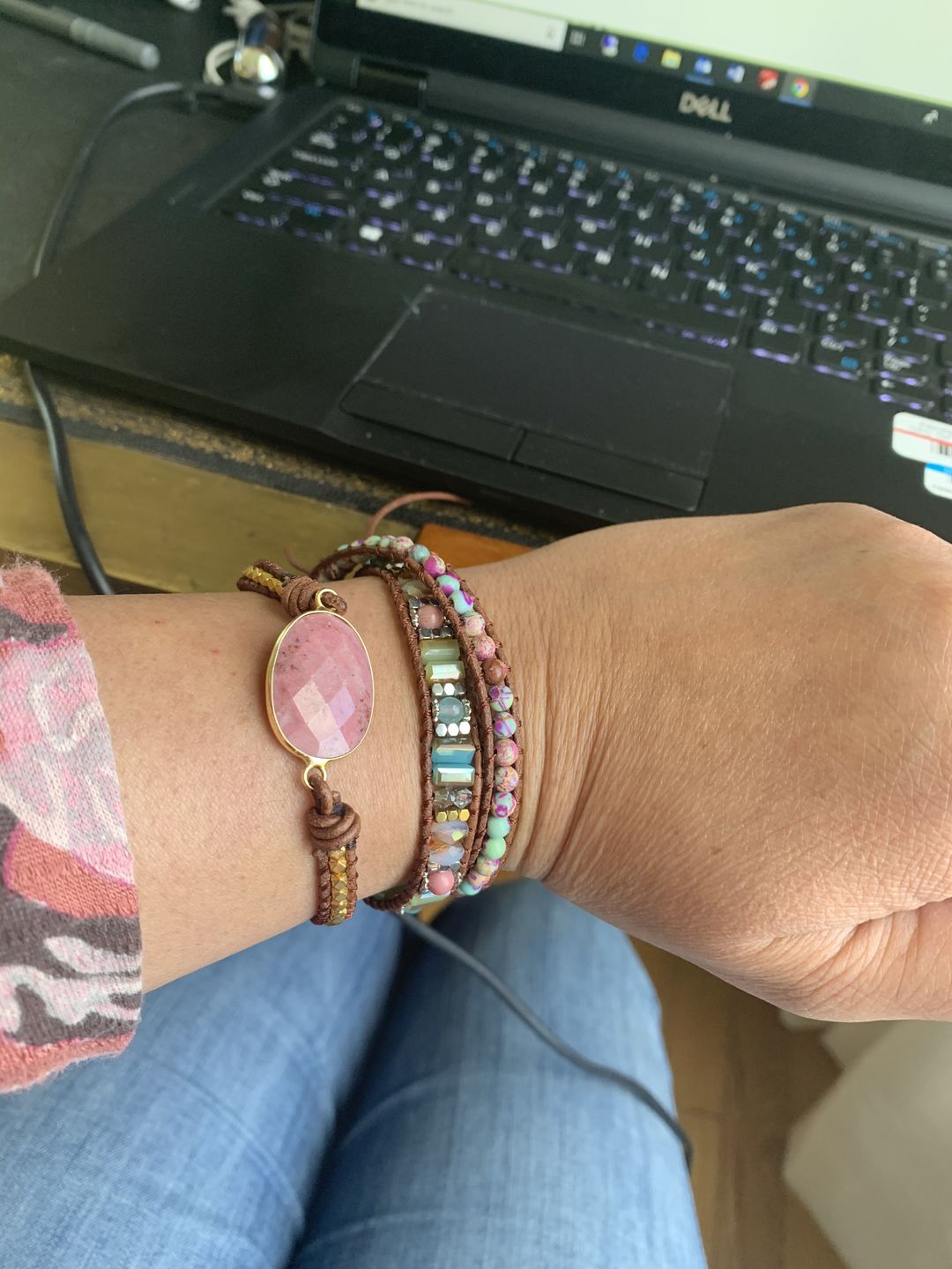 Customer photo review of Healing Rhodochrosite Wrap Bracelet