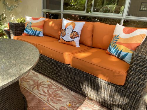 Customer photo review of Tuscany Outdoor Patio 3 Seat Sofa in Brown