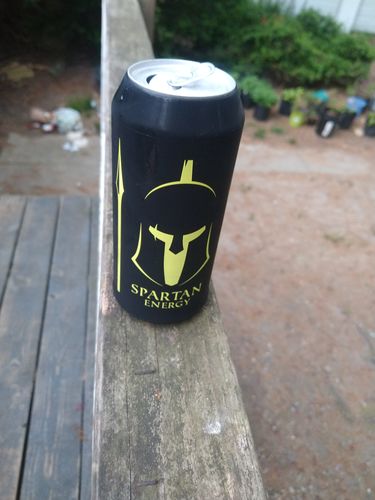Customer photo review of Beersy 16 oz Spartan Black Energy Silicone Sleeve Hide a Beer