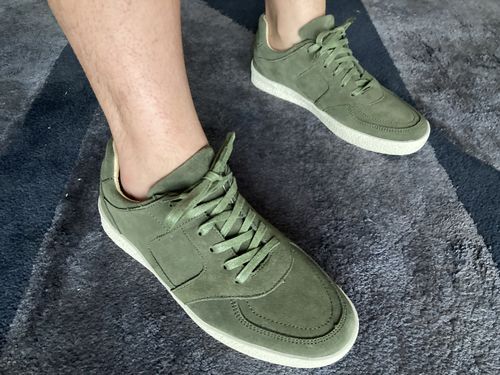 Customer photo review of Mateo Sneakers - Army Green Suede Leather