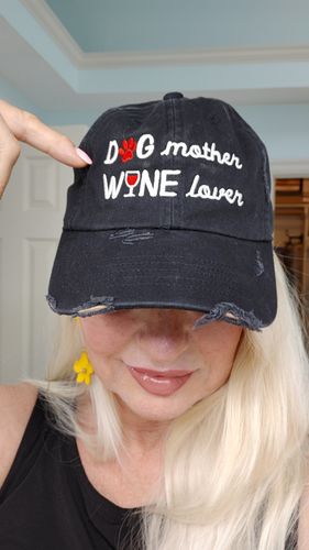 Customer photo review of Dog Mother Wine Lover Distressed Classic Hat