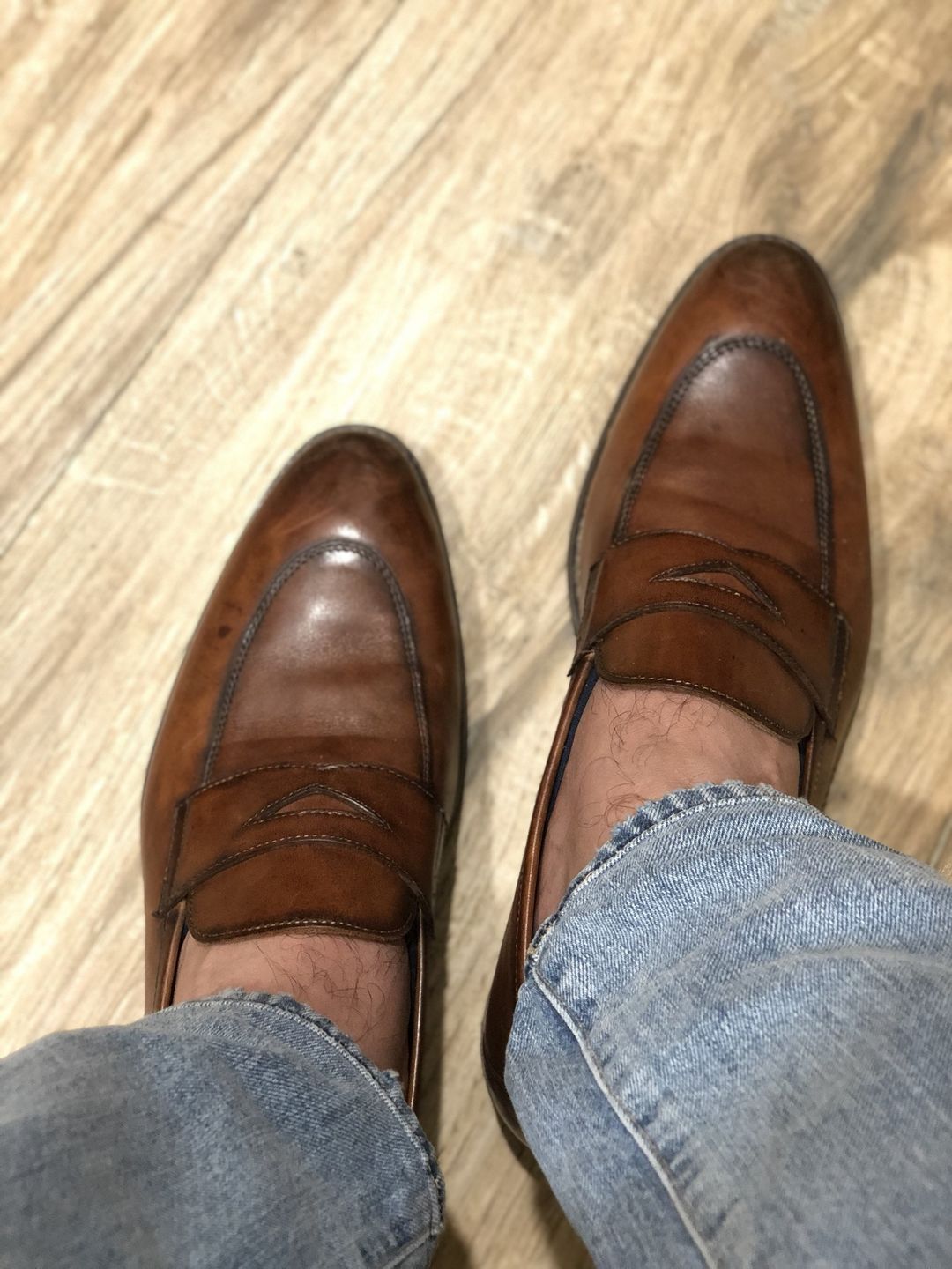 Customer photo review of Cognac Penny Loafers