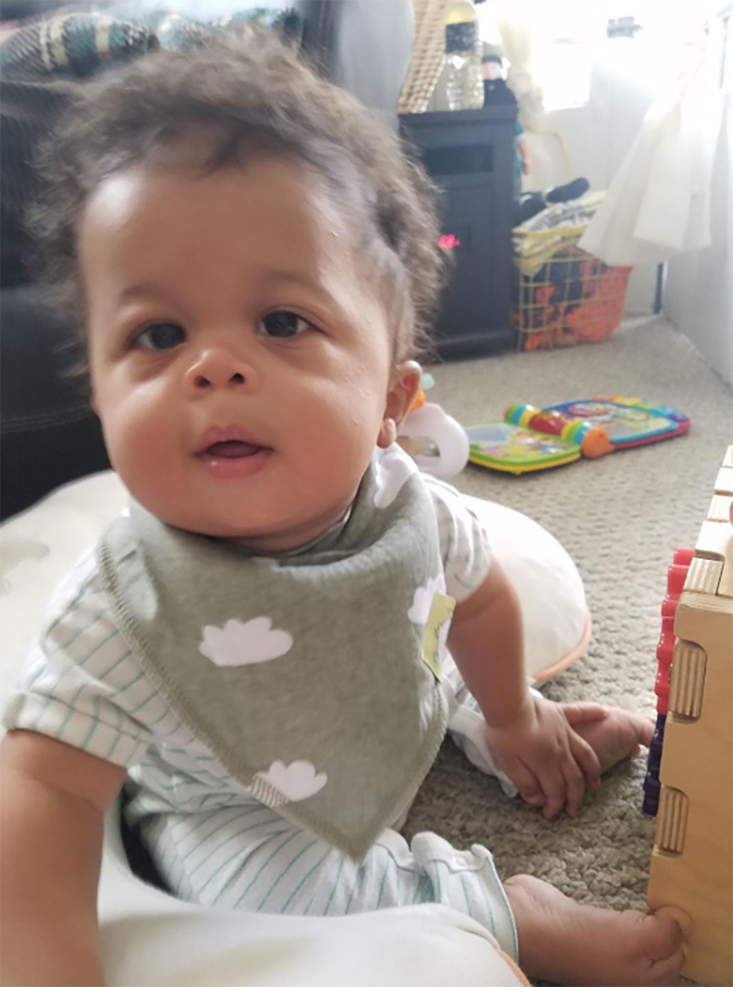 Customer photo review of Organic Baby Bandana Bibs