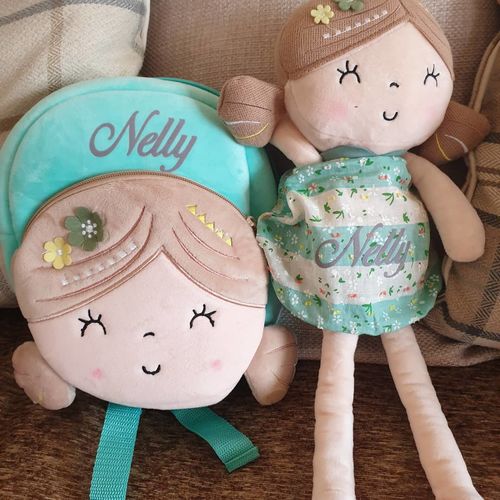 Customer photo review of Personalized Leyadoll Backpack (Green)