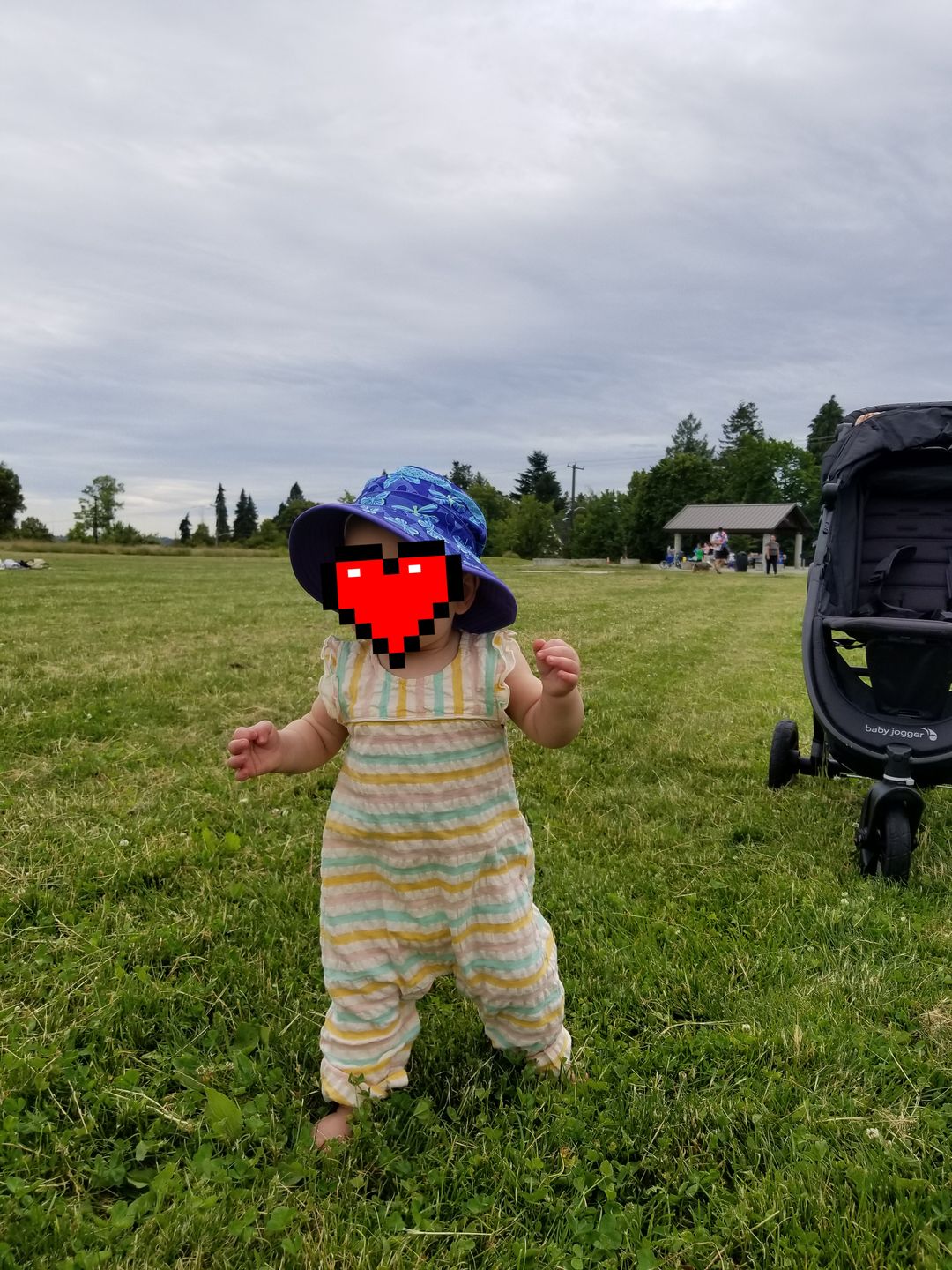 Customer photo review of Dusky Pink Seersucker Frill Romper