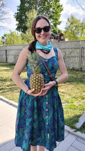 Customer photo review of Jemima Cool Palm Sundress in Navy by Collectif