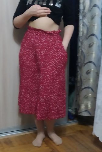 Customer photo review of Elegant dots prints pleated midi skirt A001#