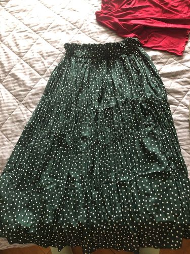 Customer photo review of Elegant dots prints pleated midi skirt A001#