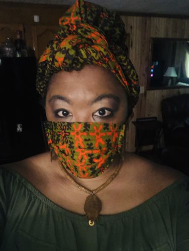 Customer photo review of ADULT FACE MASK WITH MATCHING HEAD WRAP