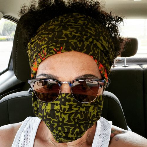 Customer photo review of ADULT FACE MASK WITH MATCHING HEAD WRAP