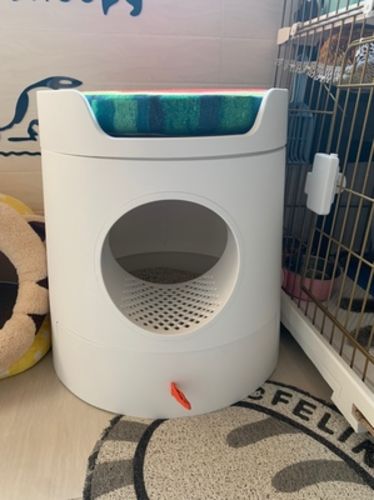 Customer photo review of Mayitwill XL Castle 2 in 1 Front-Entry Semi-Closed Cat Litter Box with Scoop