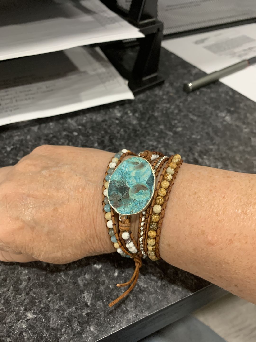 Customer photo review of Healing Rhodochrosite Wrap Bracelet