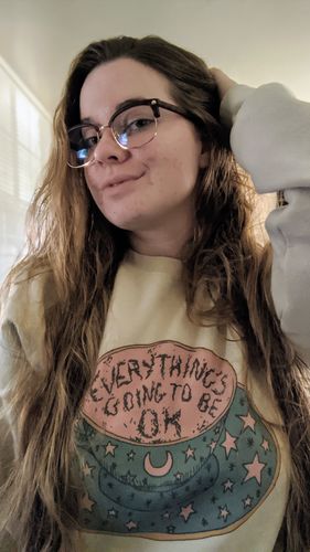 Customer photo review of Everything's Going To Be OK (Tea Cup) -- Sweatshirt