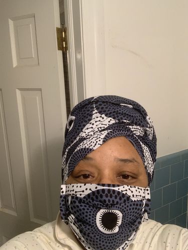 Customer photo review of ADULT FACE MASK WITH MATCHING HEAD WRAP