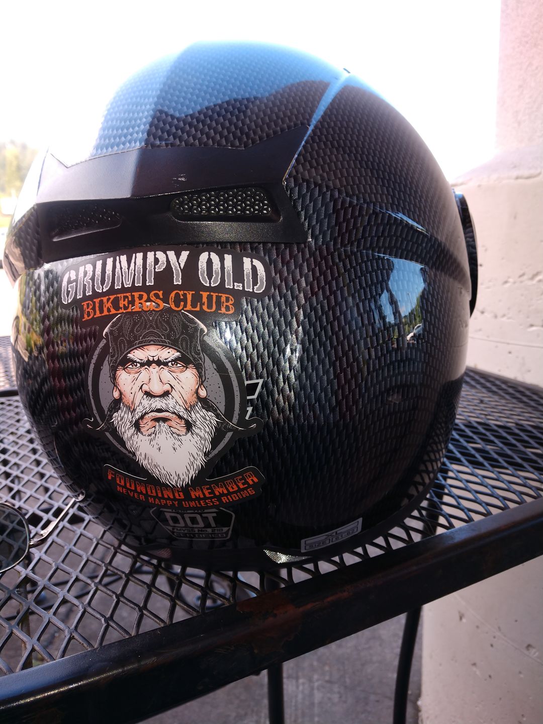 Customer photo review of Grumpy Old Bikers Club Founding Member 4" Decal