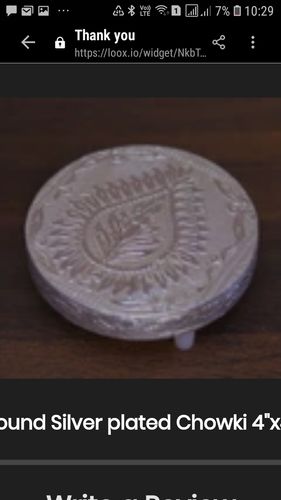 Customer photo review of Round Silver plated Chowki 4"x4"