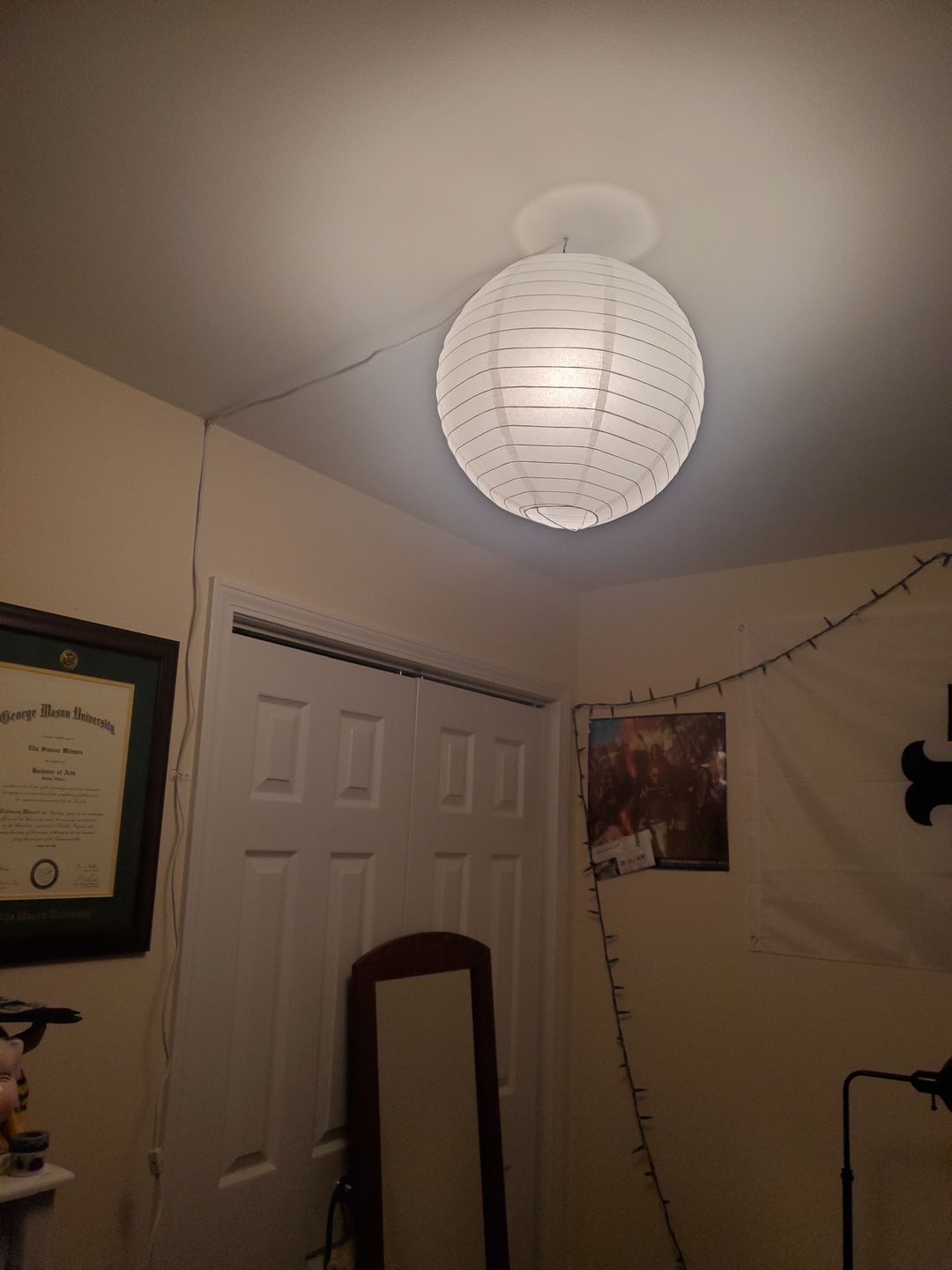 Customer photo review of 14" White Parallel Ribbing Round Paper Lantern