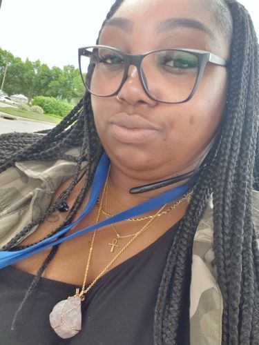 Customer photo review of Raw Amethyst/Rose Quartz Necklace