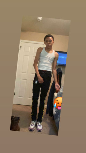Customer photo review of Side Stripe Athletic Track Denim Black Camo - Red (M4700T)