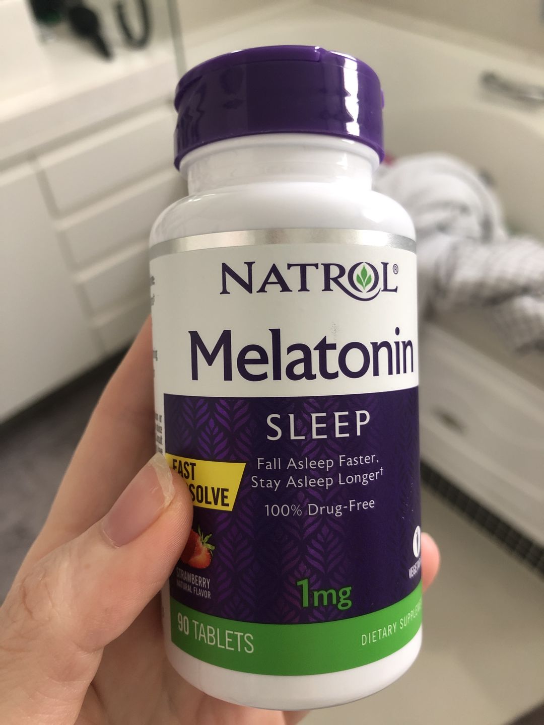 Customer photo review of Natrol Melatonina 1mg Fast Dissolve Strawberry, 90 Caps