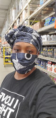 Customer photo review of ADULT FACE MASK WITH MATCHING HEAD WRAP