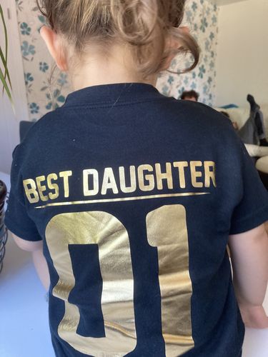 Customer photo review of Best Dad/Best Kids Black/Gold Matching Tees (MRK X)