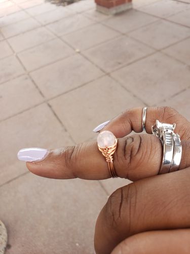 Customer photo review of Rose Quartz Copper Ring