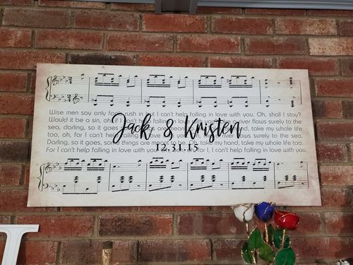 Customer photo review of Custom Name and Sheet Music Canvas - Ready to Hang