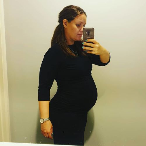Customer photo review of Lu-Lu Maternity & Nursing Dress in Black