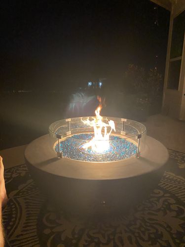 Customer photo review of 42" Outdoor Propane Gas Fire Pit Table Bowl in Gray