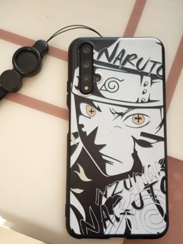 Customer photo review of Naruto Characters Sketch Tempered Glass Phone Case