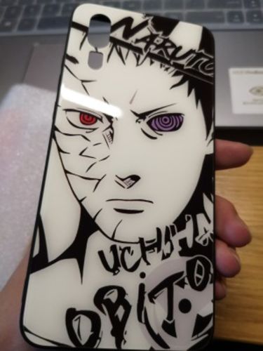 Customer photo review of Naruto Characters Sketch Tempered Glass Phone Case