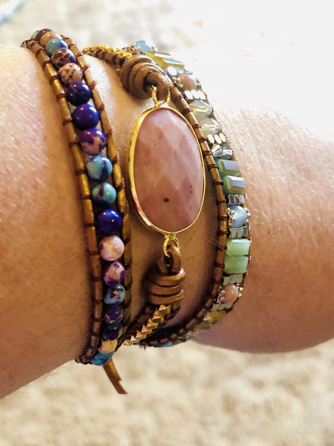 Customer photo review of Healing Rhodochrosite Wrap Bracelet