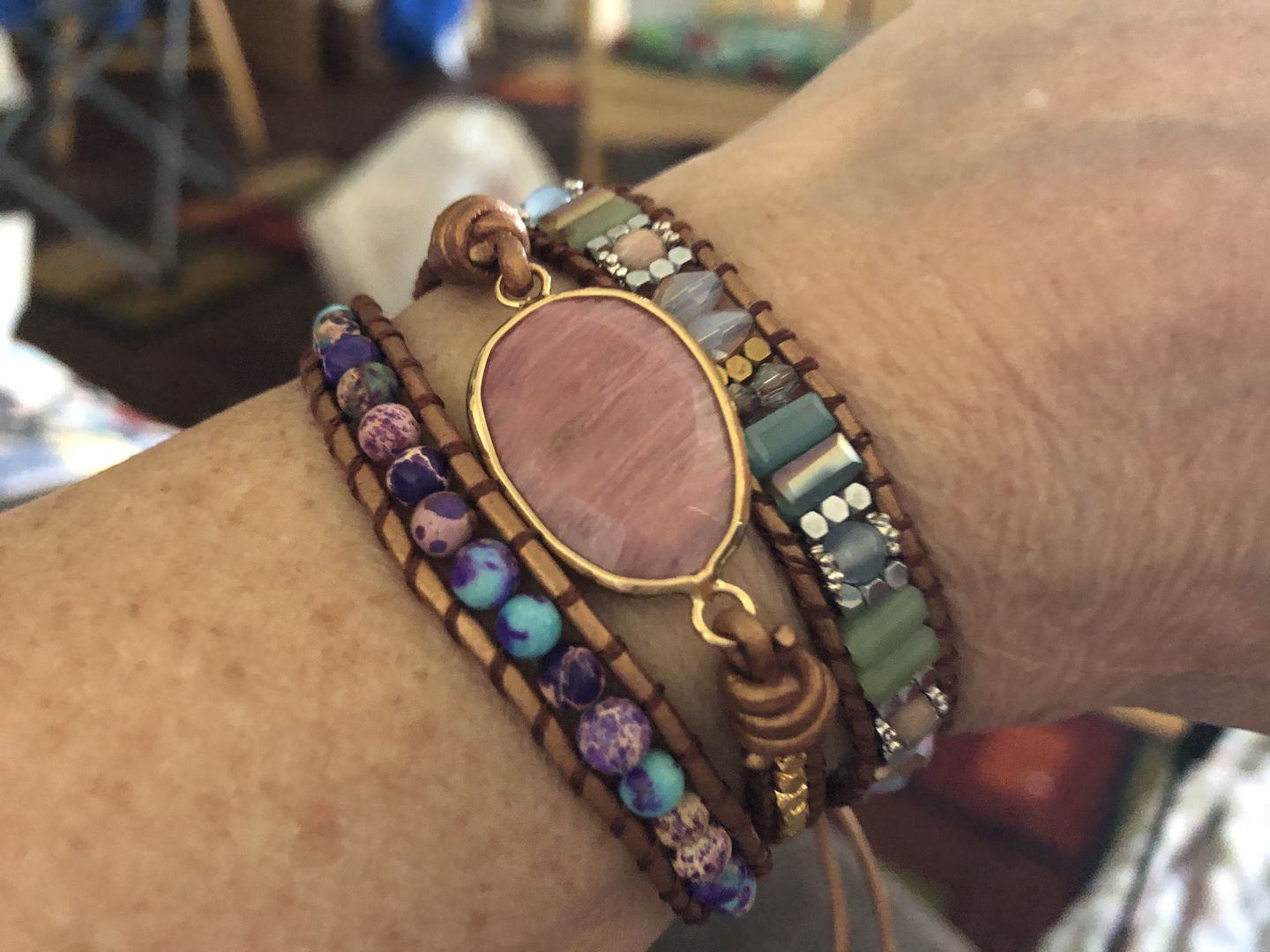Customer photo review of Healing Rhodochrosite Wrap Bracelet