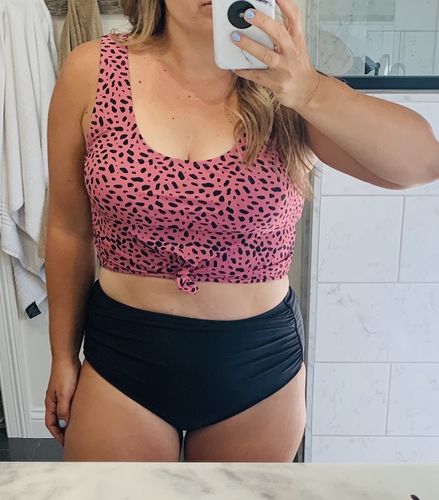 Customer photo review of Traveler Top | Pink Animal Print | Final Sale