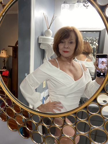 Customer photo review of Joseph Ribkoff White Off-Shoulder Peplum Sleeve Top 193801 NEW