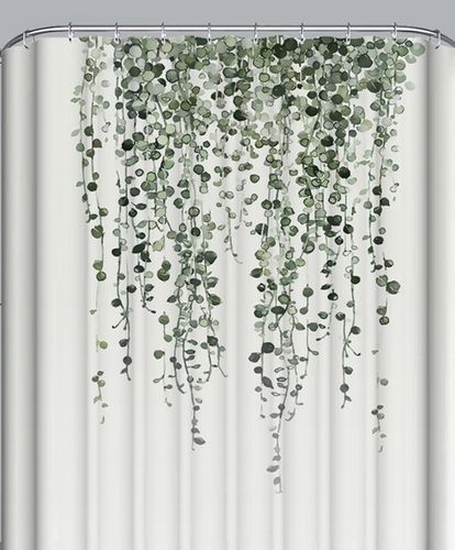 Customer photo review of White Green Vine Fern Plant Shower Curtain