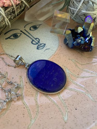 Customer photo review of Lapis Lazuli Pendant 2 1/4" (925 Sterling Silver) PD726360