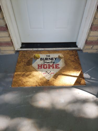 Customer photo review of Personalized Home Plate Welcome Mat