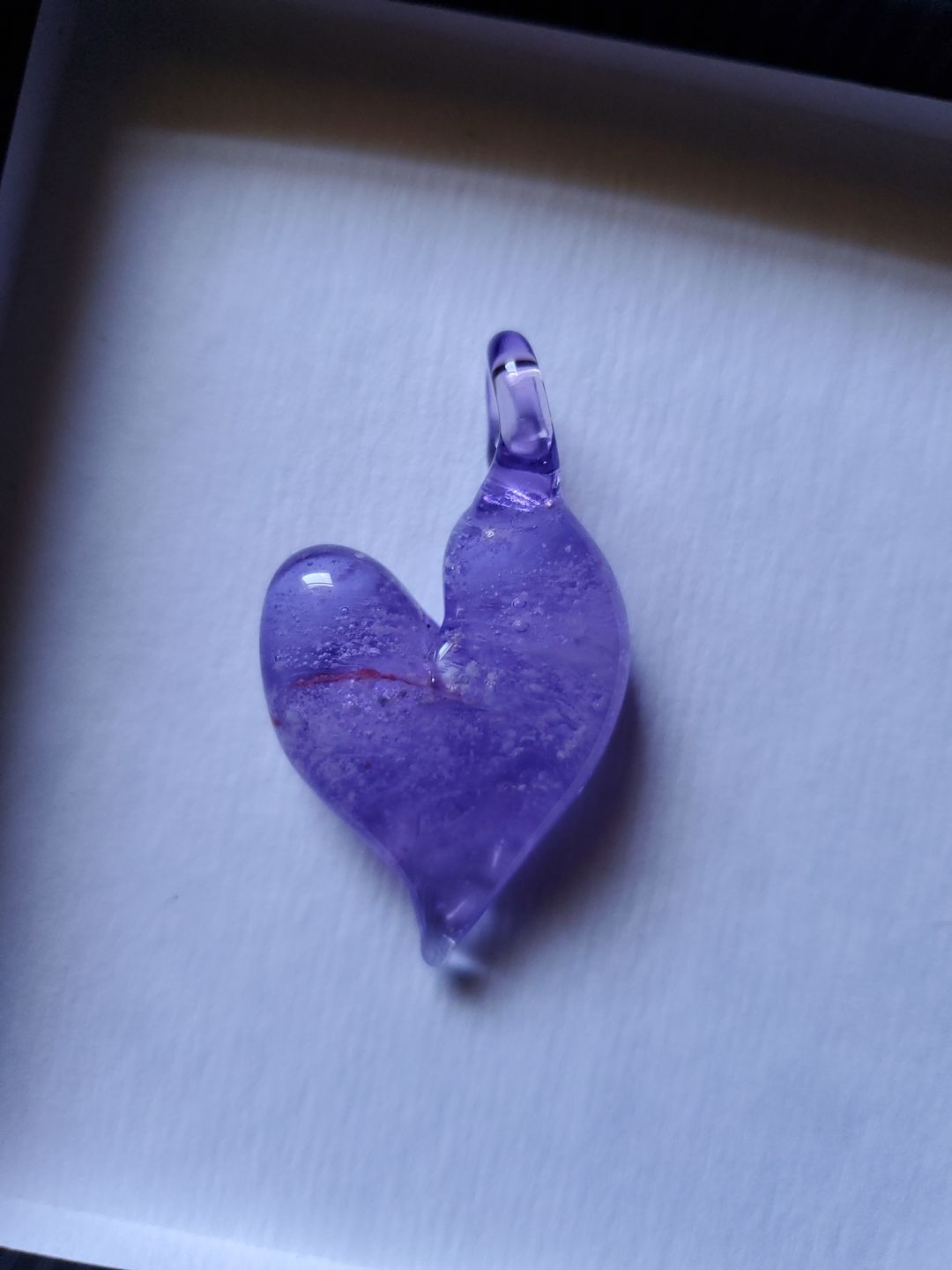 Customer photo review of Translucent Heart Pendant with Cremation Ashes