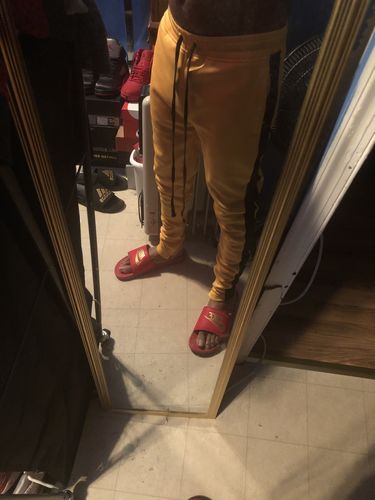 Customer photo review of Outside Solid One Stripe Track Pants (Golden Yellow - Black)