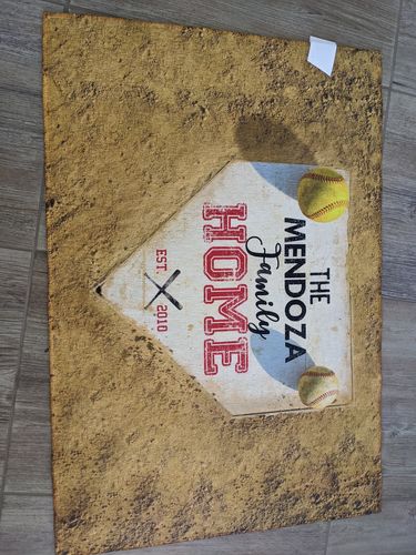 Customer photo review of Personalized Home Plate Welcome Mat