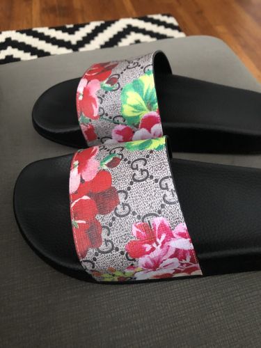 gg blooms supreme slide sandal blue