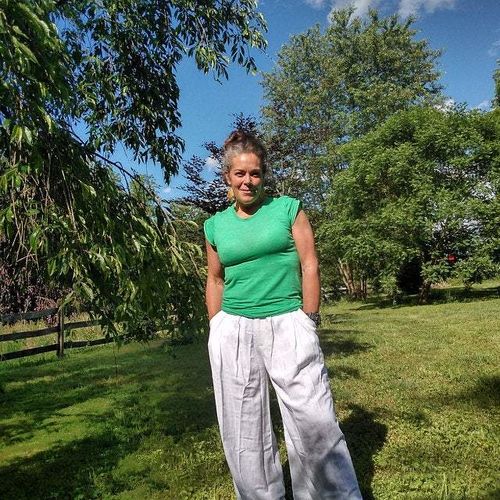 Customer photo review of Women's white linen Palazzo pants 0916#