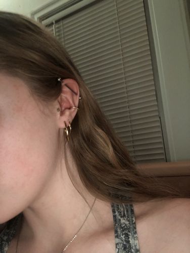 Customer photo review of Clear Gem Surgical Steel Hinged Seamless Ring