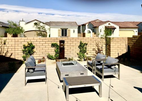 Customer photo review of Belvadare 4 Piece Brushed Aluminum Outdoor Conversation Sofa Set